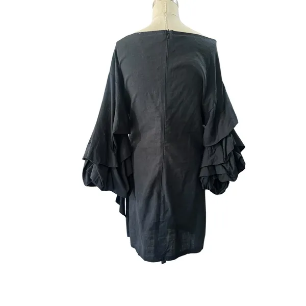 Lioness Cha Cha Wrap Mini Dress Women's M Black Off Shoulder Cocktail Party - Image 6