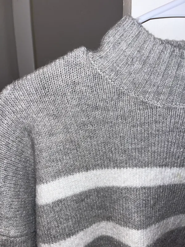 Grey Striped Sweater Gray Size M - Image 4