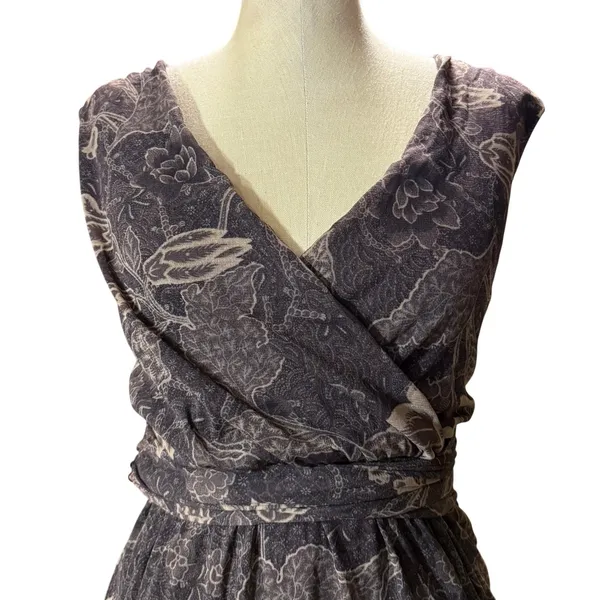 WESTON WEAR S‎ Brown Floral Wrap Midi Dress Whimsygoth Boho Fairy Y2K - Image 3