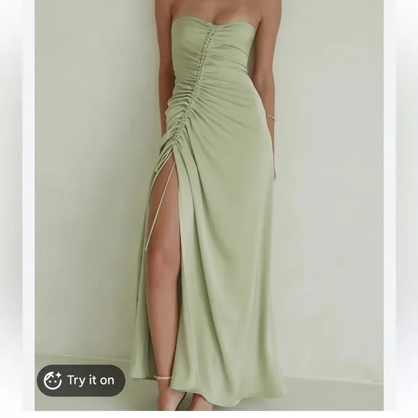 SABO Alyssia Strapless Maxi Dress Sage Green Hue Sz M Wedding Event Bridal Party - Image 2