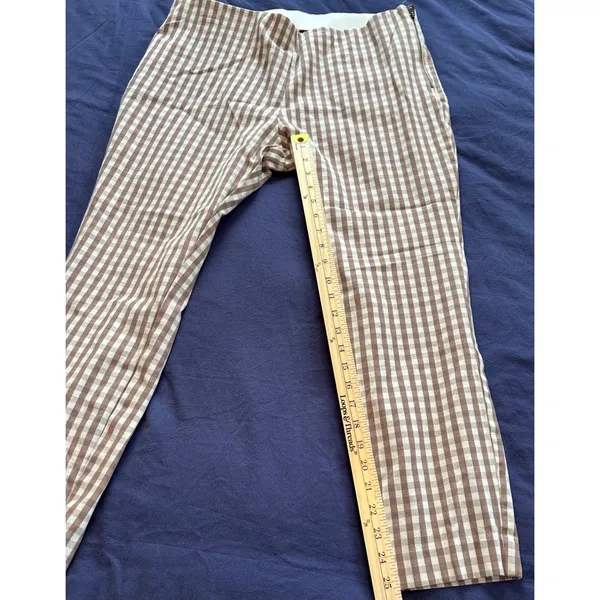A New Day Womens Brown Gingham Check Side Zip Ankle Pants Size 16 - Image 2