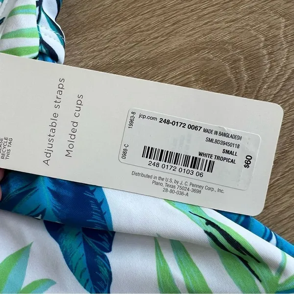 NWT Peyton and Parker One Piece Swimsuit White Blue Tropical Floral Size Small - Image 4