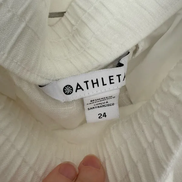Athleta Women’s 24 White Retreat Wide Leg Linen Pants New - Image 3