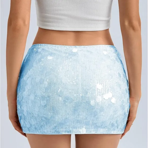 NWT MakeMeChic Sparkly Sequin Low Rise Micro Mini Skirt Y2K Rave Large - Image 2