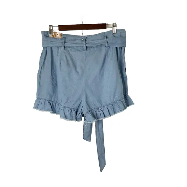 Sincerely‎ Jules High Waist Ruffle Hemline Chambray Shorts Size Large New - Image 8