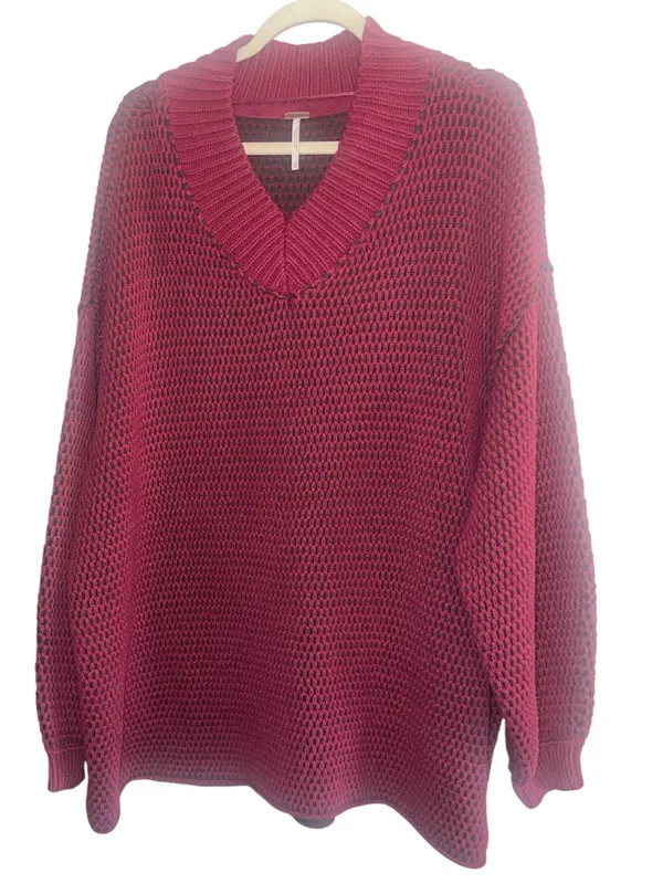 Free People Maisie Oversized Sweater Cranberry Fudge‎ Boho Slouchy M NWT - Image 2