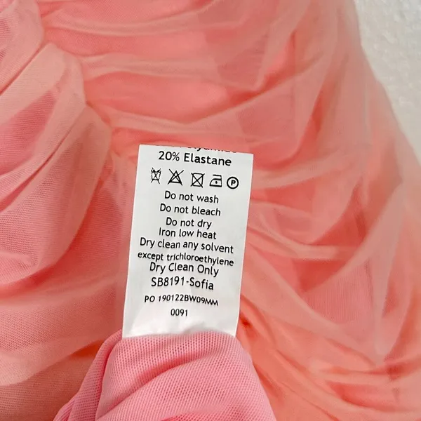HOUSE OF CB Sofia Strapless Ruched Gown in Fairy Pink Size Large - Image 9