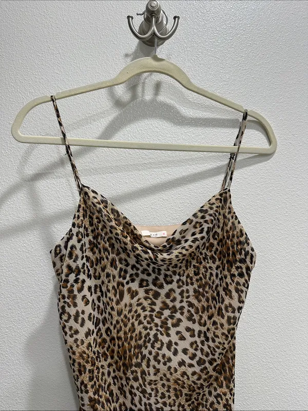 Le Lis Leopard-Print Slip Dress in Tan and Black - Image 2