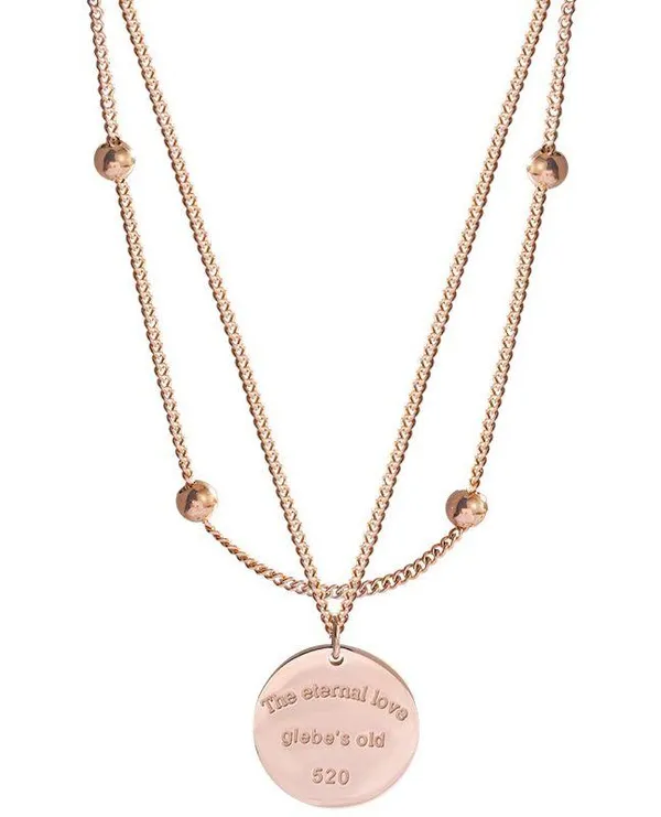 14K Rose Gold Plated Layered Pendant Necklace for Women - Image 2