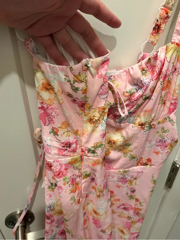 🌷 Pink Floral Cottagecore Midi Dress - Image 5
