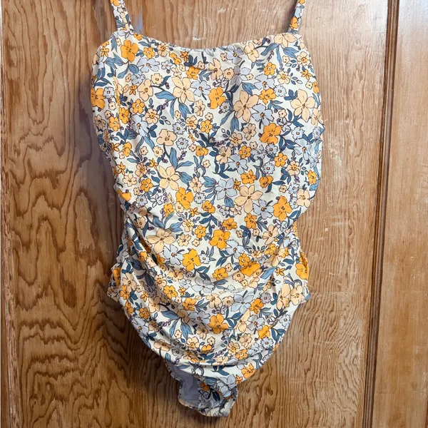 Retro Floral Square Neck Tummy Control One-Piece - Image 5