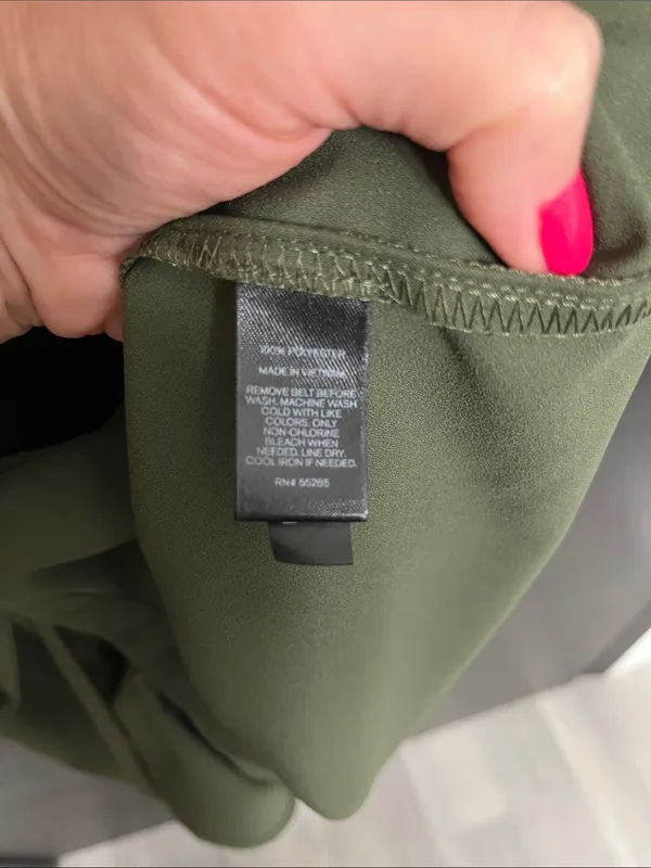Express Olive Utility Button-Down Shirt Dress - Image 4