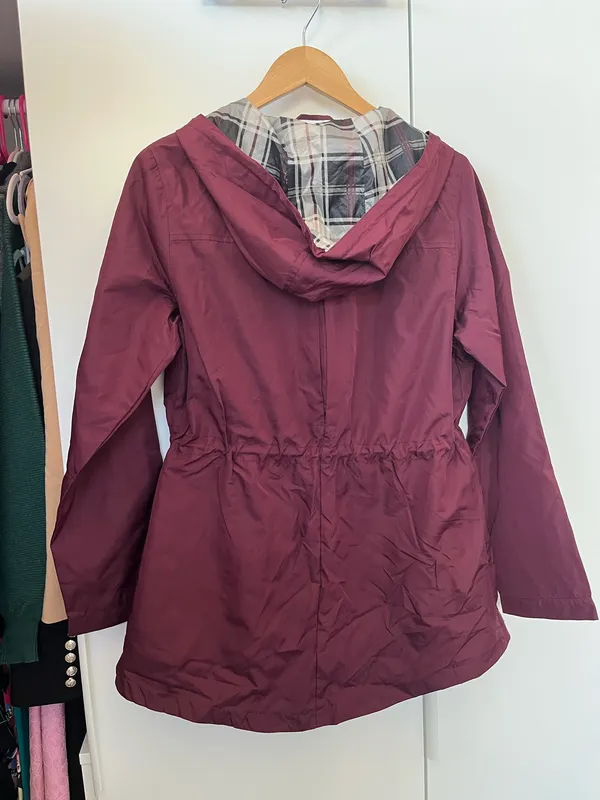 Jones New York Maroon Rain Parka Pocket Jacket Medium - Image 4