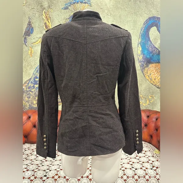 H&M Black Utility Jacket with Structured Stand Collar - Image 3