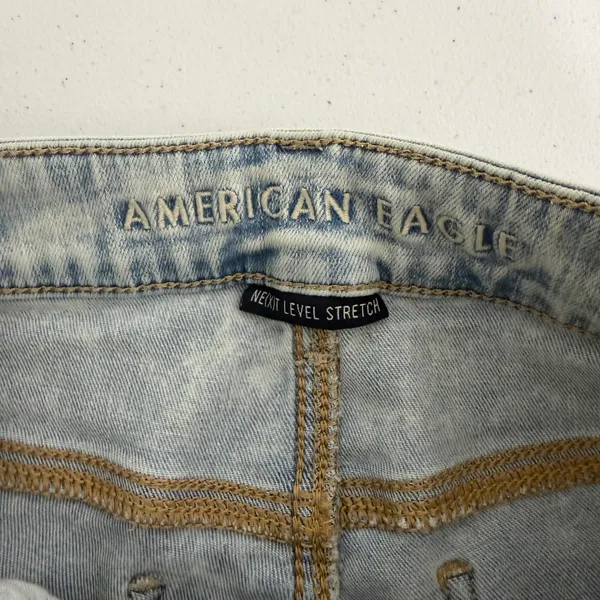 American Eagle Jegging Crop Womens 4 Short Distressed Raw Hem Light Wash Blue - Image 7
