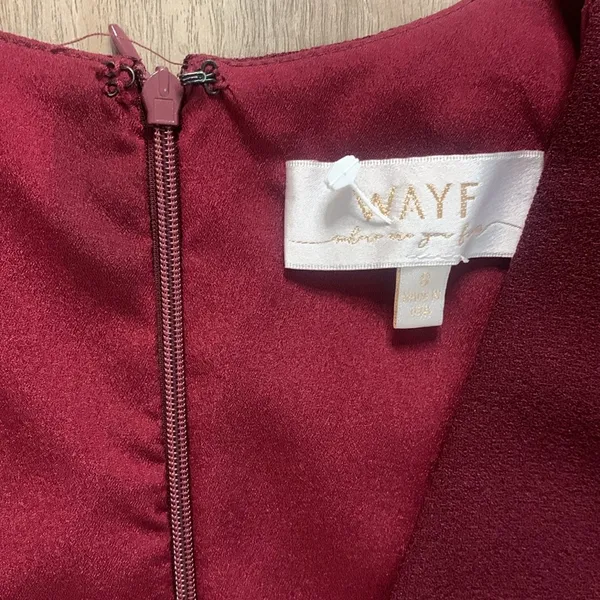 WAYF The Casey Plunge Neck Sleeveless Long Dress Burgundy Small! - Image 4
