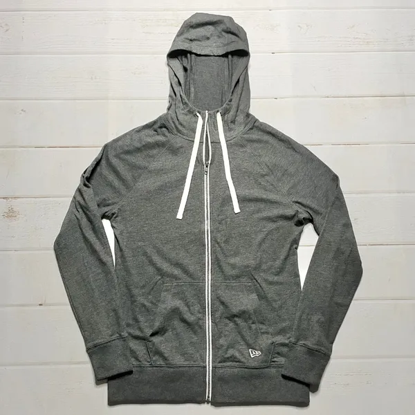New - New Era - Women’s Grey Cotton Sueded Zipped Hoodie - Size Large - Image 2