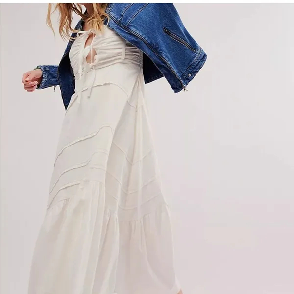 Free People We The Free Fast Lane Motto Denim Jacket Medium - Image 4