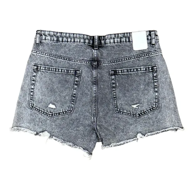 ZARA Women's Acid Wash Distressed Denim High Waist Shorts Frayed Hem Size 12‎ - Image 3