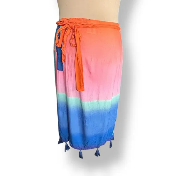 Farm Rio Toucan Sarong Wrap Midi Skirt Tassel Trim Tropical Resort Beach Coverup - Image 3