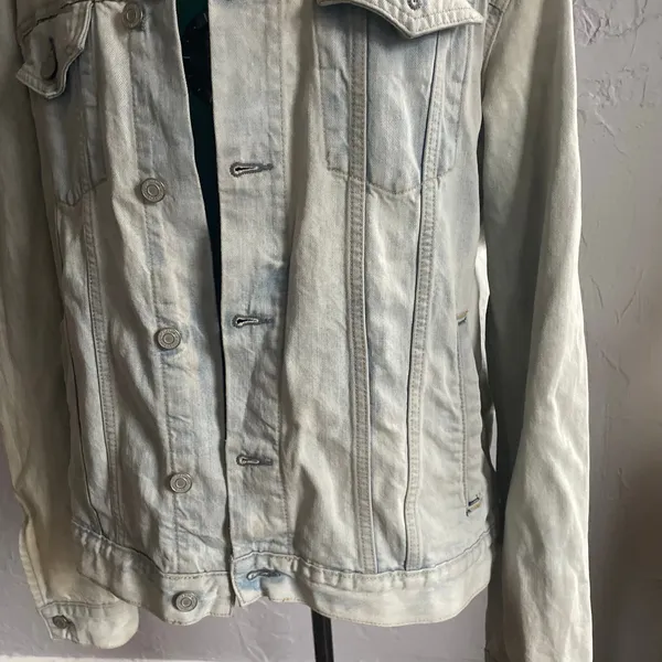 GAP Denim Gap 4 Good Bleached Jean Jacket Summer Festival Beach Indie Burnout L - Image 6
