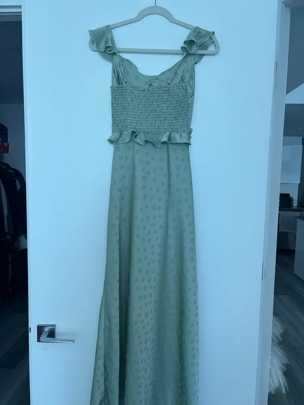 Macy's Green Floral Midi Dress - Image 3