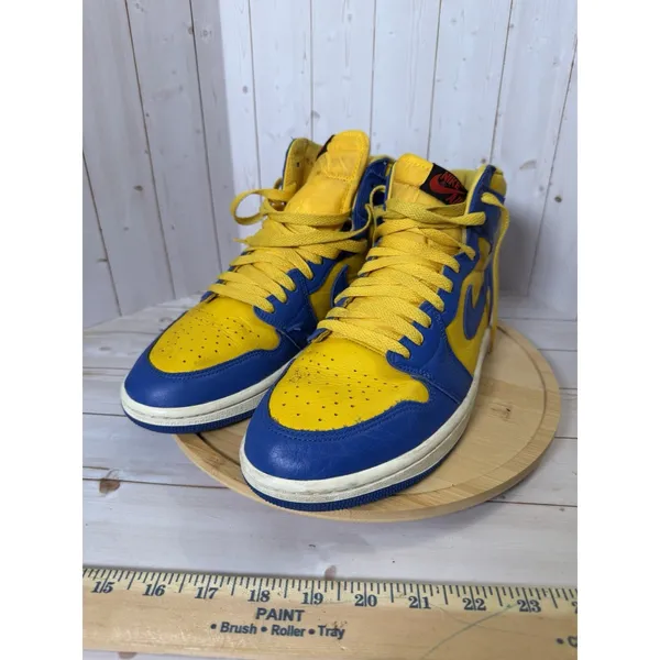 Nike Air Jordan Reverse Laney High Top Colorblock Sneakers Blue/Yellow Size 10.5 - Image 2