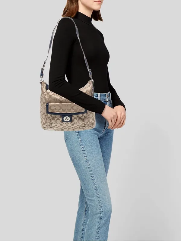 Coach Penelope Signature Sateen Convertible Hobo / Shoulder Bag Tan F19232 - Image 3