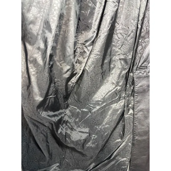 Global Identity G-III Womens Black Leather Paisley Embossed Trench Coat Duster L - Image 5