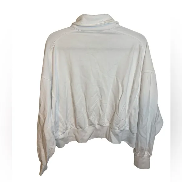 Fabletics White Year Round Terry Front Snap Sweatshirt - Image 3