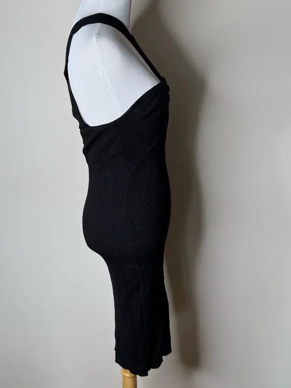 Abercrombie Black Elevated Rib Knit Cross Strap Mini Dress - Image 6