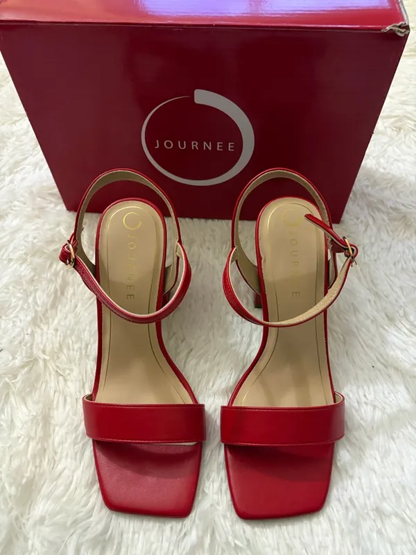 Journee Collection Red Square-Toe Ankle-Strap Heels - Image 2