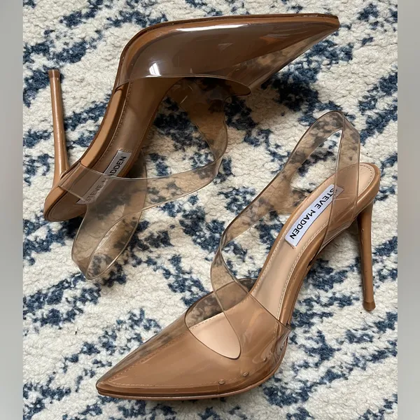 Steve Madden Nude Patent Pointed-Toe Slingback Pumps - Image 2