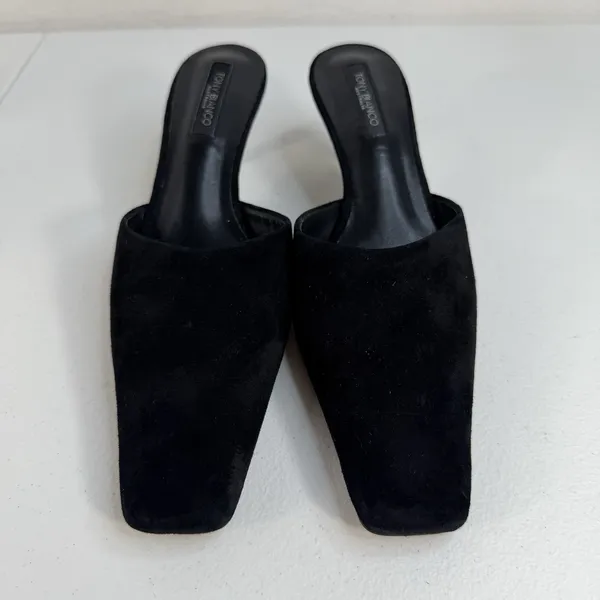 Tony Bianco 7.5 Zubi Black Kitten Heel Square Toe Mule‎ Suede Leather Minimalist - Image 5