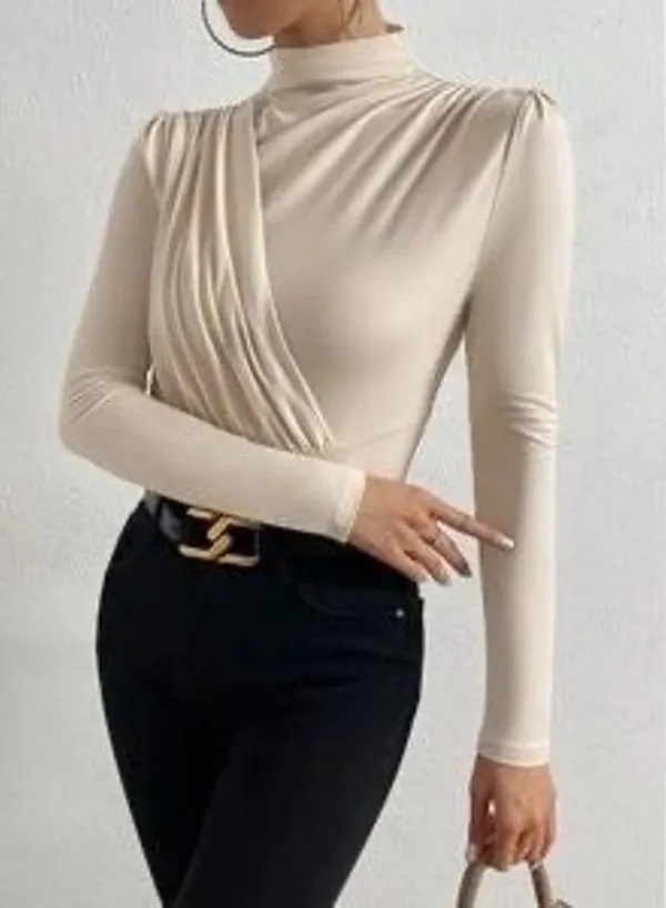NWOT Mock Neck Ruched Bodysuit - Image 3