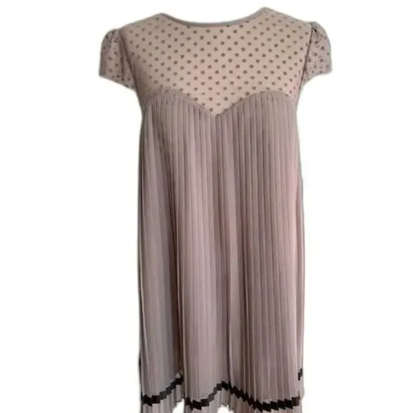 Victoria's Secret Pink Polka Dot Pleated Dress‎ Short Sleeve Ruffle Trim Size S - Image 2
