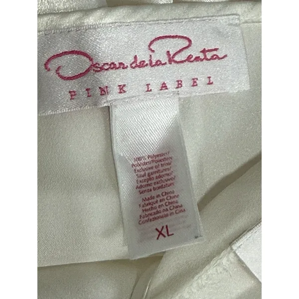 Oscar de la Renta Pink Label Women XL Satin Nightgown Long Robe Set Ivory Bridal - Image 15