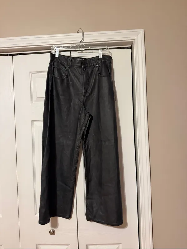 We The Free Black Faux Leather Pants - Image 2