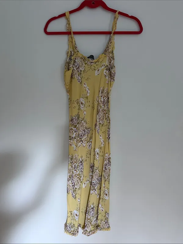 Vintage Twoofus Floral Yellow Slip Dress - Image 5