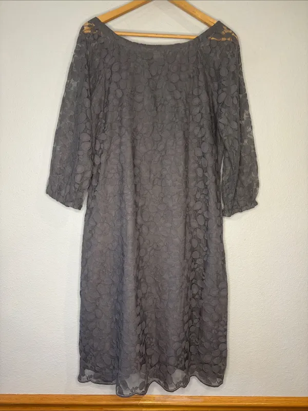Garnet Hill Boheme Easy lace dress lined gray 12 - Image 3
