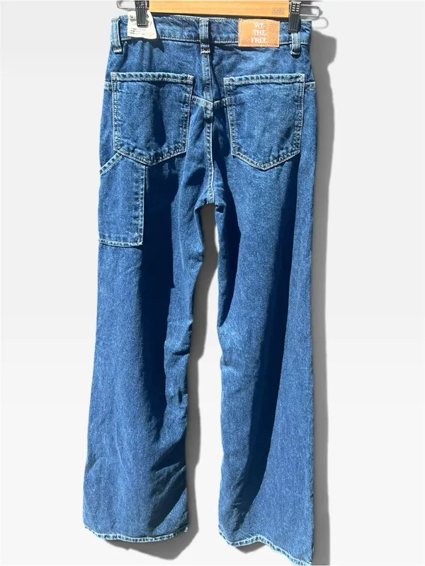 Free People tinsley high-rise baggy straight leg jeans in deep blue - Image 15
