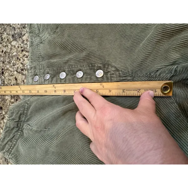 We‎ The Free People Green Button Fly Cord Barrel Leg Pants Size 33 - Image 9