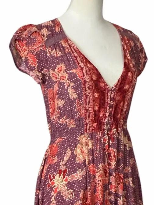 Jaase Indie Button Front Maxi Dress Women’s Size XS Bohemian Maxi Brown Floral - Image 7