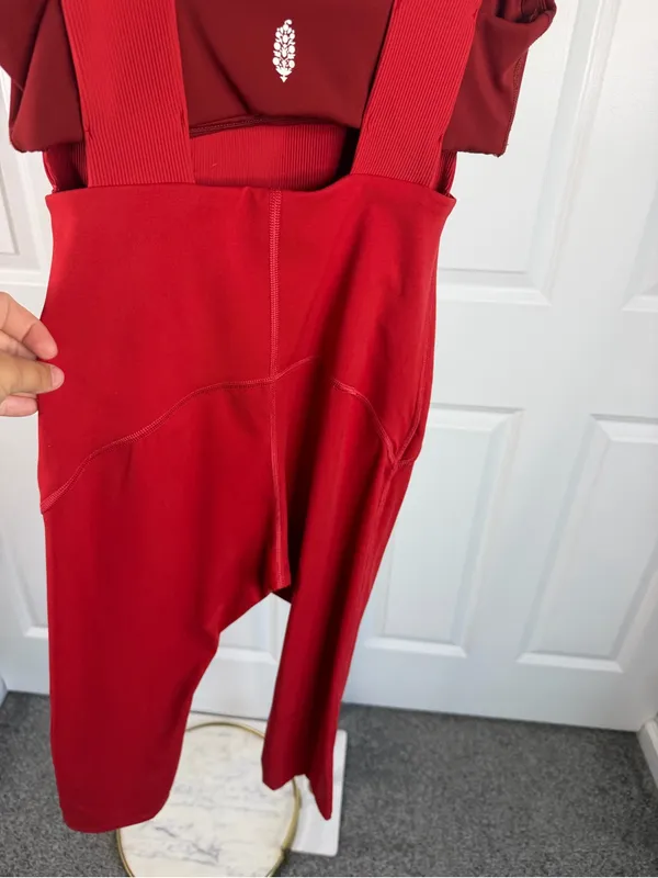 Free People Movement Red Capri Jumpsuit Romper Size S - Image 10