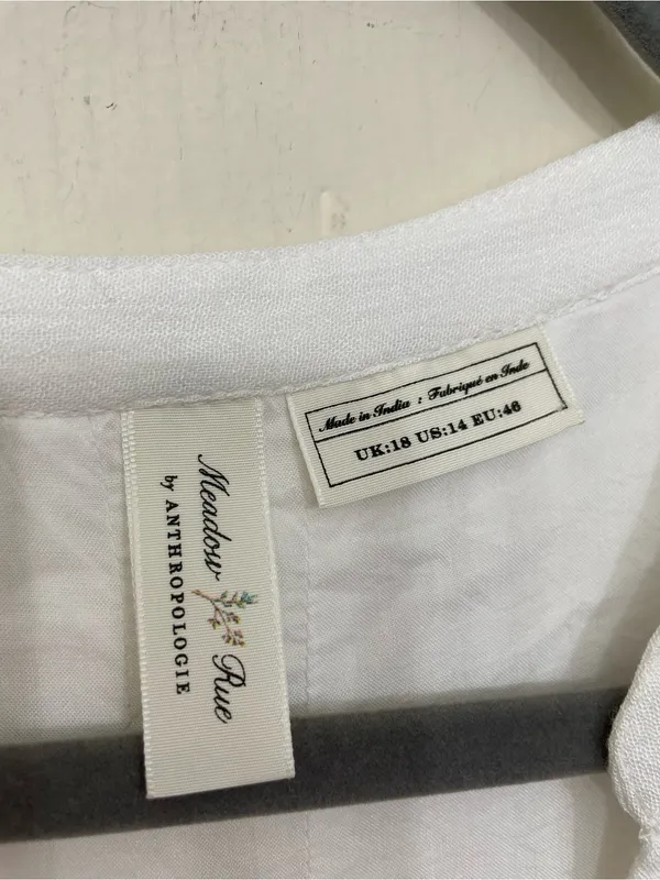 Anthropologie Meadow Rue Sleeveless Blouse Size 14 White Romantic Boho Lace - Image 2