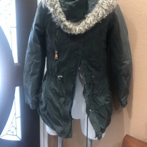 Marezzi couture olive green hooded jacket Size M - Image 4