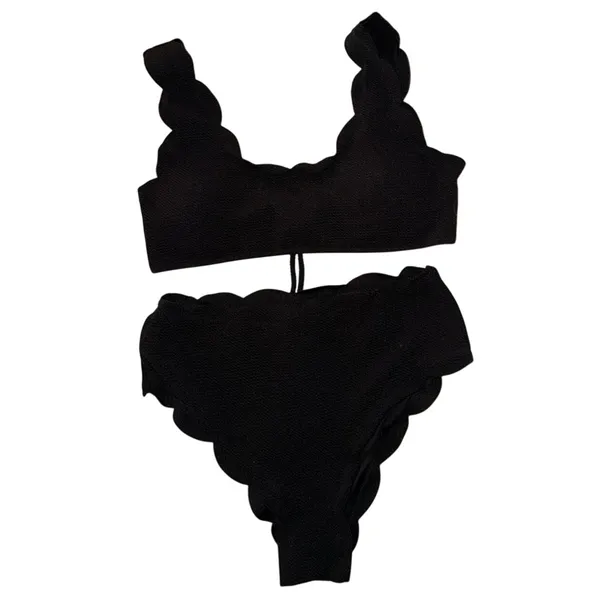 High Wasited Bikini Sets for Women Scalloped Trim Two Piece Swimsuit - Image 4