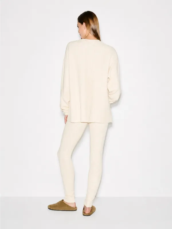 NWT Skims Heavy waffle oversized long sleeve crew neck in ivory size small - Image 2