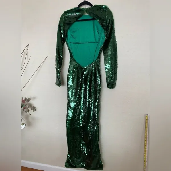 HOUSE‎ OF CB 'Belle' Pine Green Sequin Maxi Dress NWOT size S - Image 7