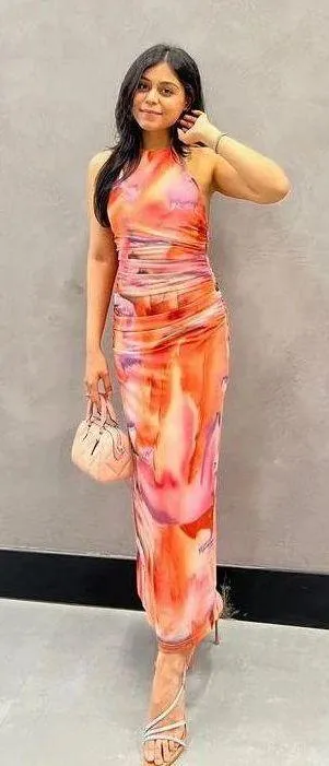 ZARA midi dres mesh fitted pink casual summer party drapped ruched tulle - Image 5
